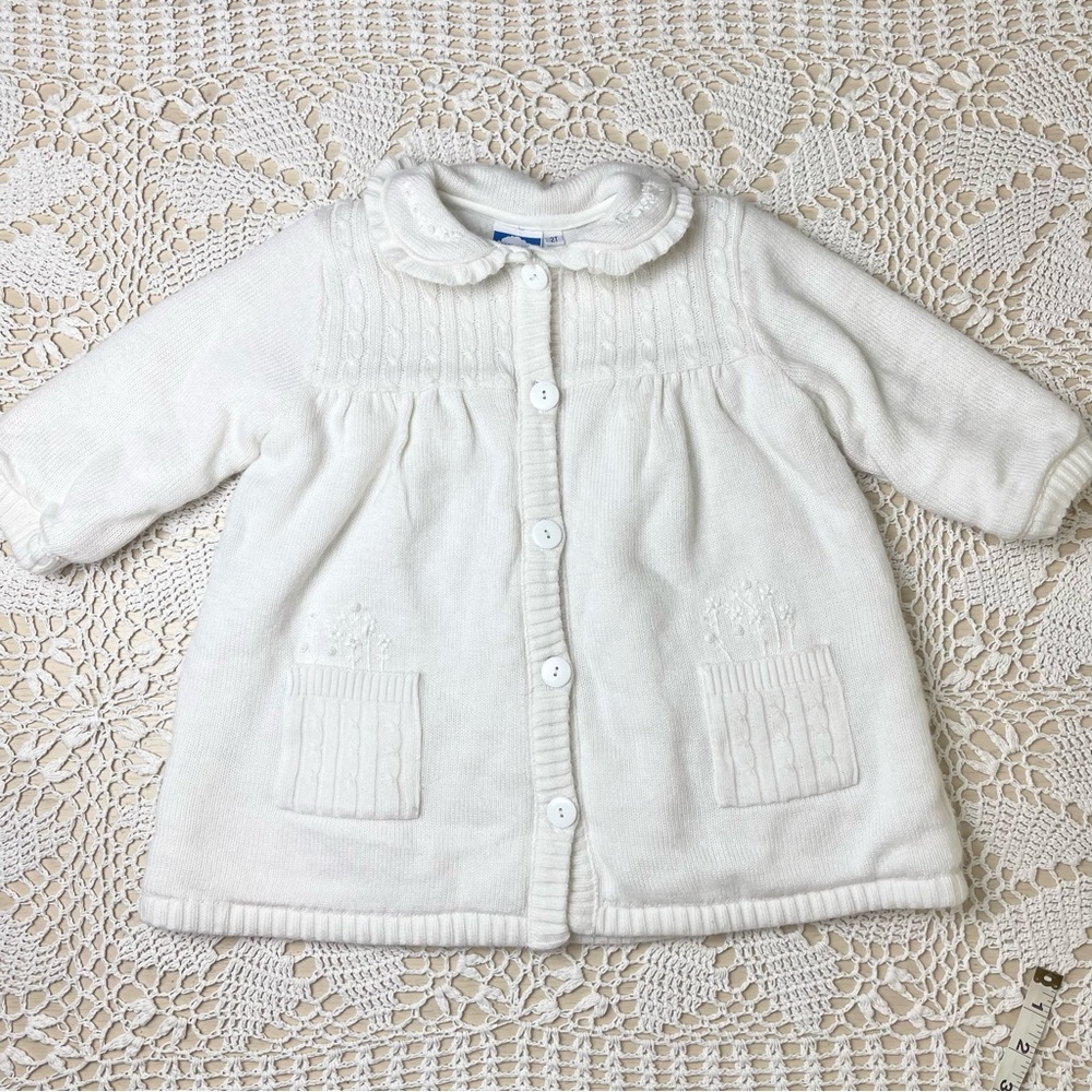 Vintage Carriage Boutiques Baby Girl 2t White Plush Knitted Classic Jacket